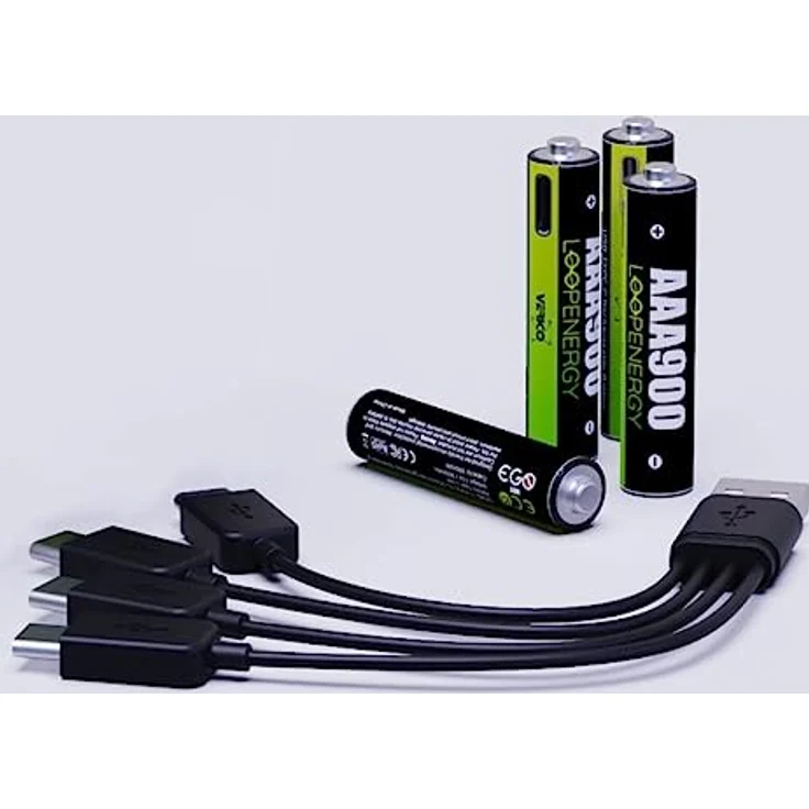 VERICO LoopEnergy Wiederaufladbare USB-C Batterie AAA 1,5V 900mWh (600mAh) Li-Ion, Schnellladung via USB-C Anschluss in ca. 2 Stunden (4X AAA) – Bild 2