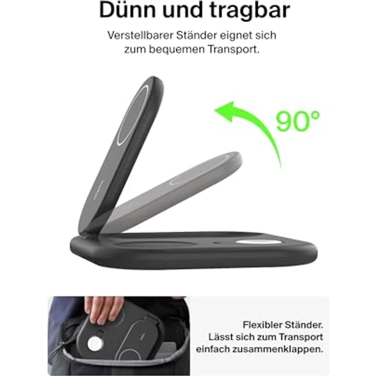 Belkin BoostCharge 3-in-1 15 W magnetisch, einklappbar Wireless Charger, iPhone 16/15/14/13/12, Apple Watch, AirPods, weiß – Bild 6