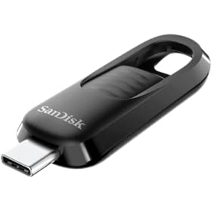 SanDisk Ultra® Slider USB-Type-C™-Laufwerk 64 GB (USB-Flash-Laufwerk, einziehbarer Anschluss, USB 3.2 Gen 1, bis zu 300 MB/s) Schwarz – Bild 1