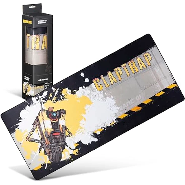 DEVplus Borderlands XXL Mousepad Claptrap, Mausmatte 80 x 35 cm, rutschfeste Gummirückseite, mehrfarbig, offiziell lizenziert – Bild 1