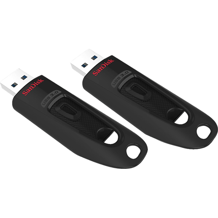SANDISK Ultra 64 GB USB-Flash-Laufwerk 2er Pack mit 130 MB/s, Schwarz