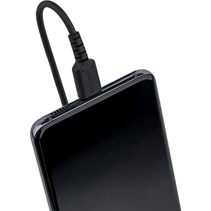 StarTech.com 50cm USB C auf USB C Kabel, hochbelastbares Spiralkabel zum Laden und Synchronisieren, USB C 2.0 Kabel, robuste Aramidfaser, Schnellladekabel mit EMI Schutz, schwarz (R2CCC-50C-USB-CABLE) – Bild 4