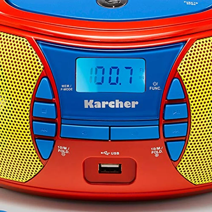 Karcher RR 5026 tragbares CD Radio - bunte Kinder-Boombox mit CD-Player, UKW Radio, USB & Mikrofon - Batterie/Netzbetrieb – Bild 3