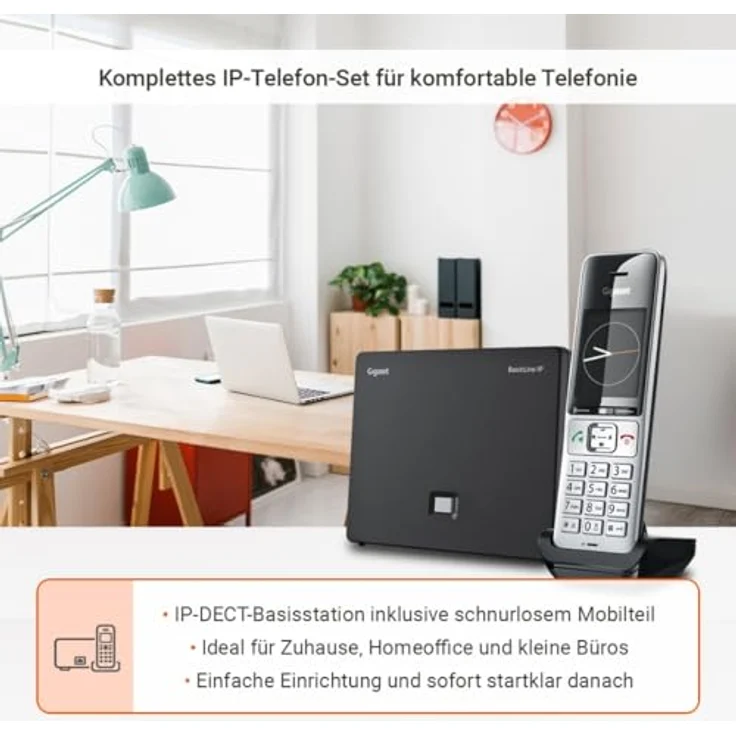 Gigaset BasicLine IP+COMFORT 500HX, VoIP Schnurloses Telefon in Schwarz/Silber, DECT/IP-DECT, HD-Sprachqualität, bis zu 6 Mobilteilen, integrierte Freisprecheinrichtung – Bild 2