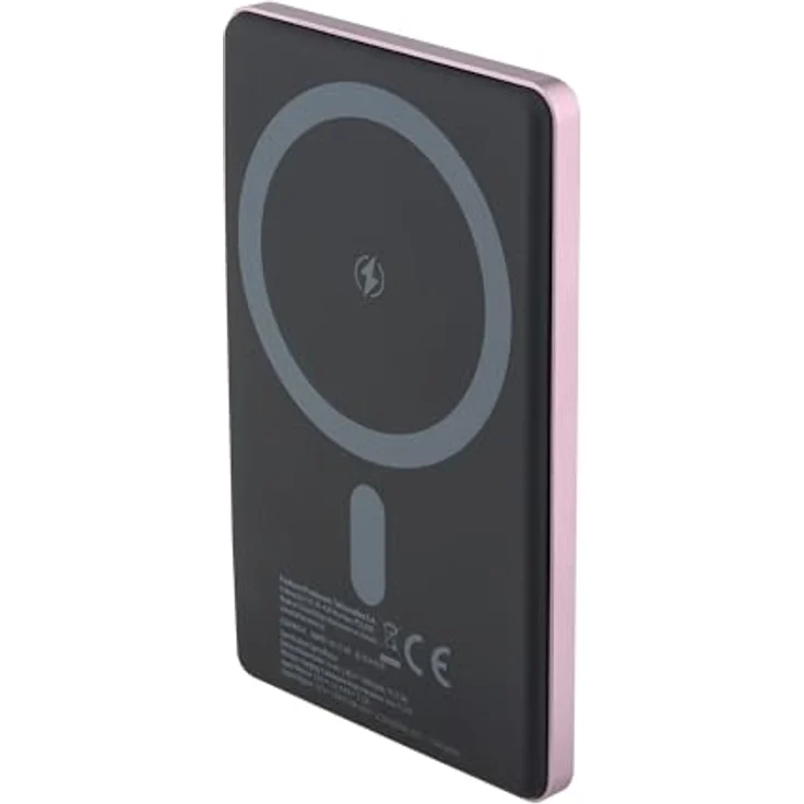 Qualo Power Bank Mini, Kabellos, Ultra slim, 5.000mAh, 15W, Pink, Magnetisches Laden für iPhone 16/15/14/12 – Bild 1