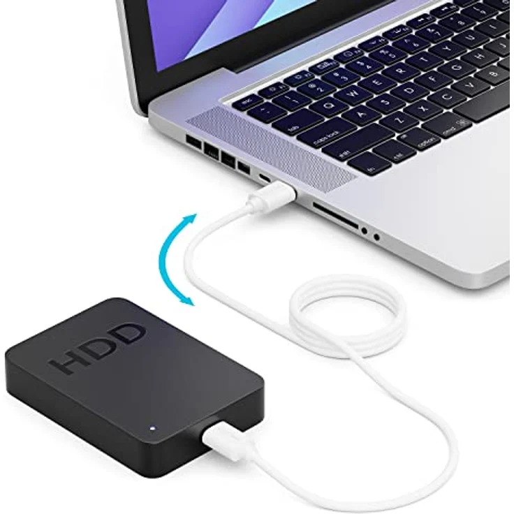 deleyCON 5m USB 2.0 A-Stecker auf A-Stecker Kabel, hochwertige Schirmung, bis zu 480 Mbps, Weiß – Bild 2