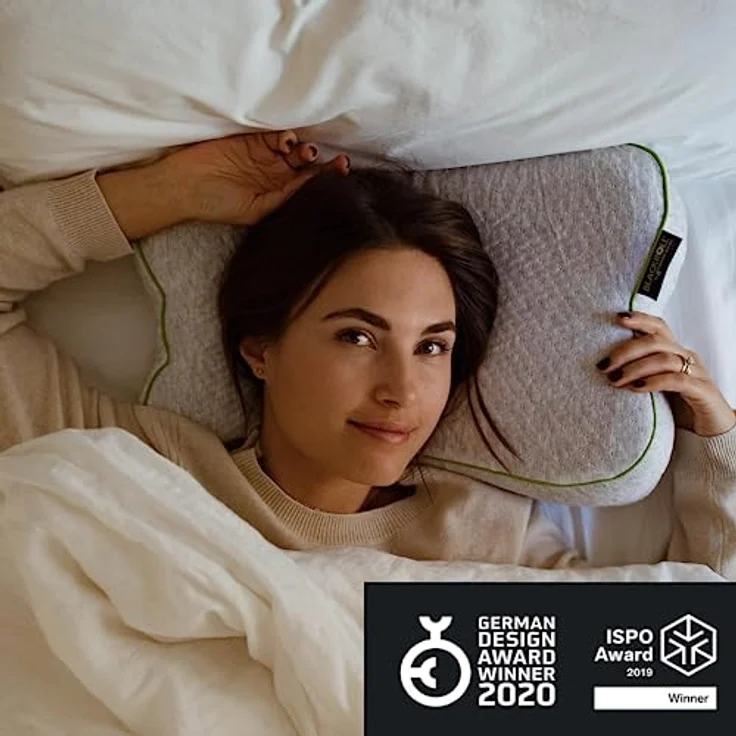BLACKROLL® Recovery Pillow (50 x 30 cm), Ergonomisches Nackenkissen aus Viscose Memory Schaum, Grau, mit Travel Bag für Reisen, Made in Germany – Bild 4