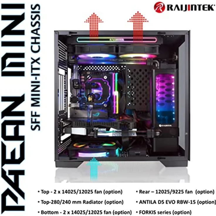 RAIJINTEK PAEAN MINI Tower-Gehäuse, schwarz, Tempered Glass – Bild 3