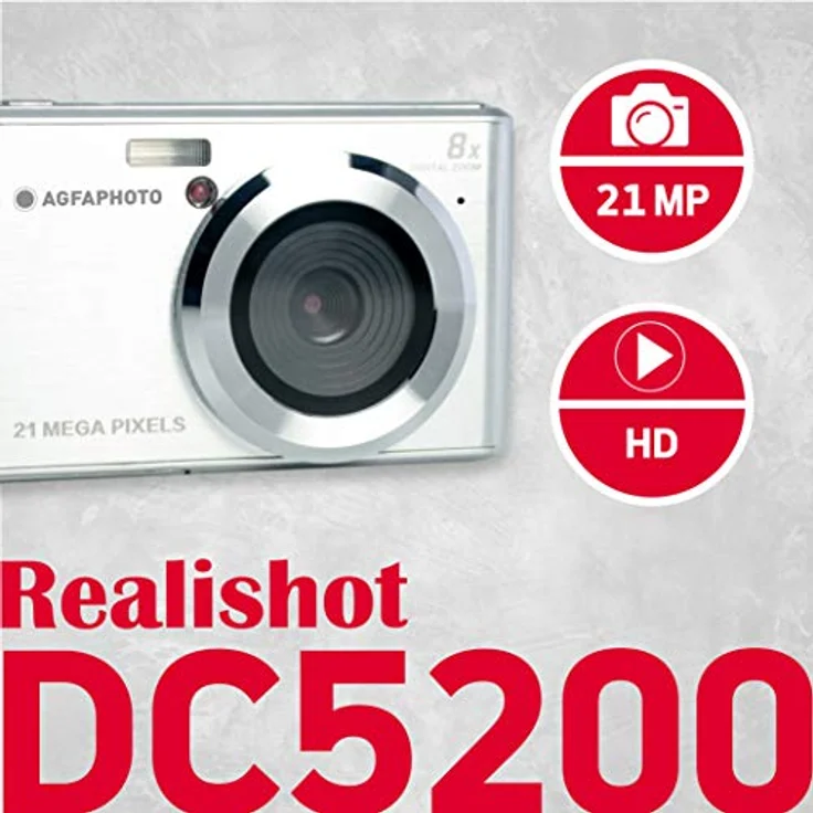AGFA Photo – Kompakte Digitalkamera mit 21 Megapixel CMOS-Sensor, 8x Digitalzoom und LCD-Display Silber – Bild 2