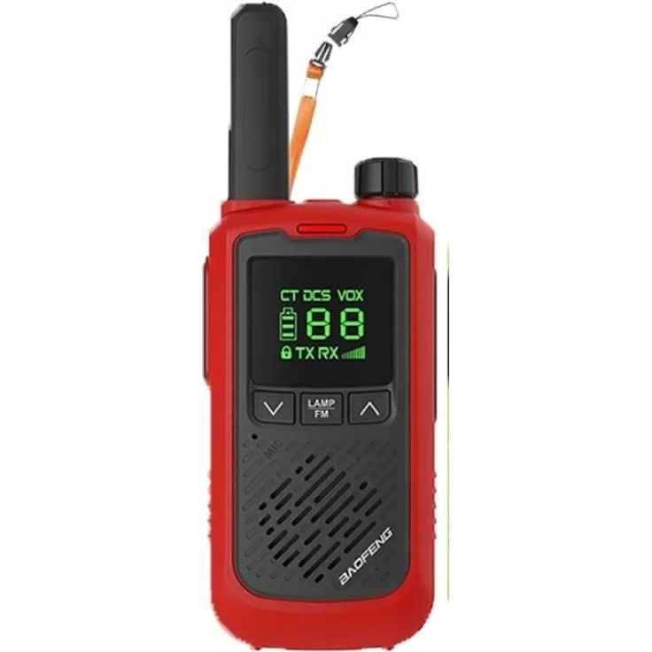 Baofeng BF-T17 Walkie-Talkie, rot, 16 Kanäle, Reichweite bis zu 10 km, aktive Geräuschunterdrückung, VOX-Funktion, inkl. 2 Akkus und Zubehör