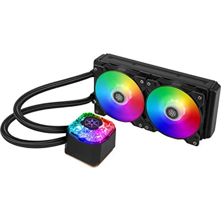 SilverStone Technology IceGem 240P, 240mm ARGB AIO-Flüssigkeitskühler mit 2 x 120mm ARGB-Lüftern, SST-IG240P-ARGB