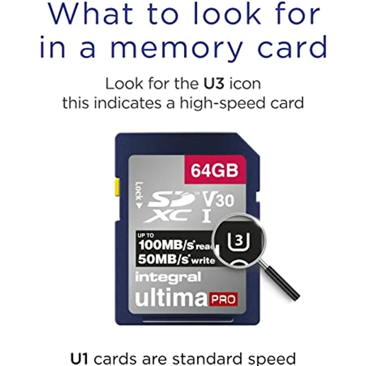 Integral SD-Karte 256 GB, Premium 4K, SDXC Schnellspeicherkarte bis zu 100 MB-s, V30, UHS-I, U3 64 GB 64 GB – Bild 3
