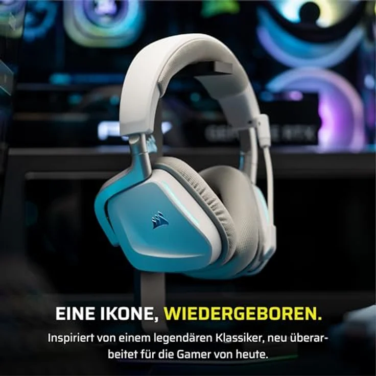 Corsair Void v2, Drahtloses Gaming-Headset mit Bluetooth, Dolby Atmos, 70 Stunden Akkulaufzeit, Duale Wireless, Weiß – Bild 2