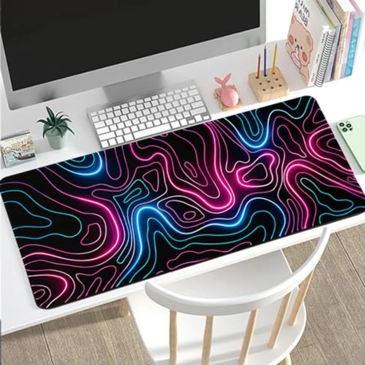 Rcege Großer Gaming-Mauspad 600x300mm, genähte Kanten, rutschfeste Unterlage, wasserresistent, Schreibtischmatte für Tastatur und Maus – Bild 5
