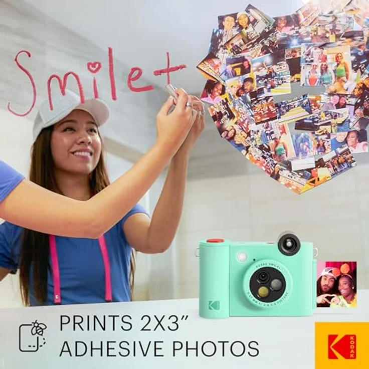 KODAK Smile+ 2-in-1 Digitale Sofortbildkamera & kabelloser Bluetooth-Fotodrucker - 10MP, Spezialeffekt-Drehobjektiv, Zink 2x3” Klebefotos, Drucken über Fun-App von Smart Devices - Grün – Bild 5