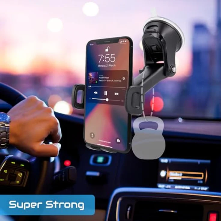 Forever Autohalterung CH-370, universelle Smartphone Halterung für Windschutzscheibe, schwarz, geeignet für Geräte bis 6 Zoll mit geräuschlosem Öffnungsmechanismus – Bild 3