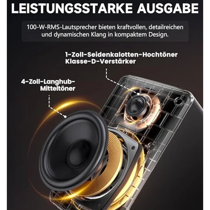 Edifier M90 Aktivlautsprecher 100W, Hi-Res 2.0 Lautsprechersystem mit Bluetooth 5.0 und HDMI eARC, schwarz – Bild 4