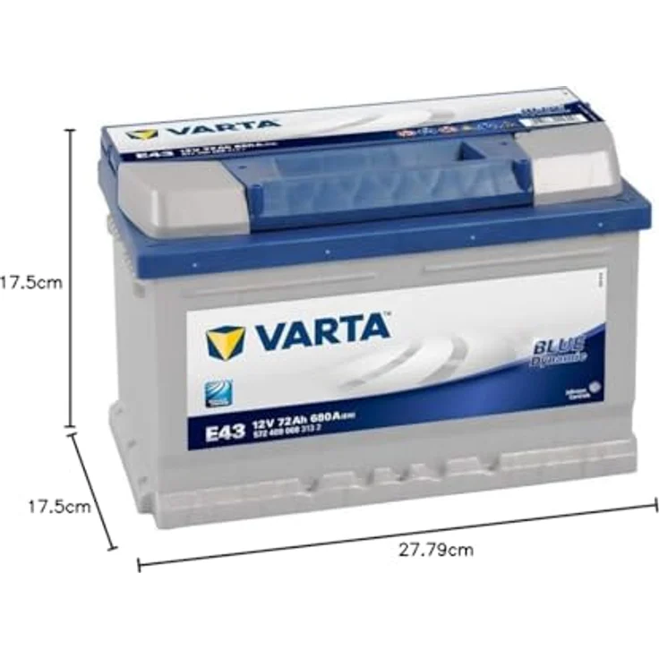 VARTA E43 Blue Dynamic, 12V Autobatterie mit 72Ah und 680A Kälteprüfstrom, wartungsfrei – Bild 2