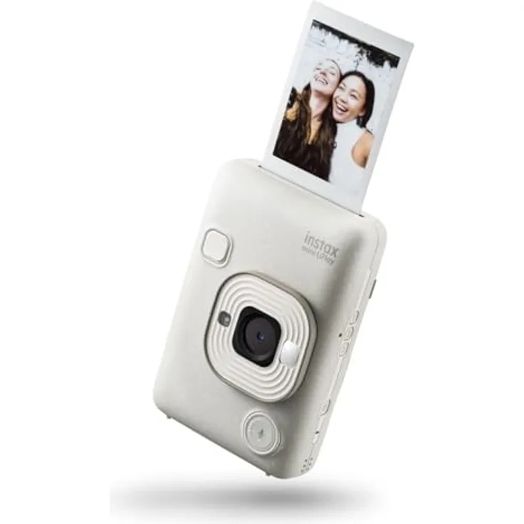 INSTAX Mini LiPlay Misty White, Fotodrucker mit Selfie-Spiegel und LCD Bildschirm
