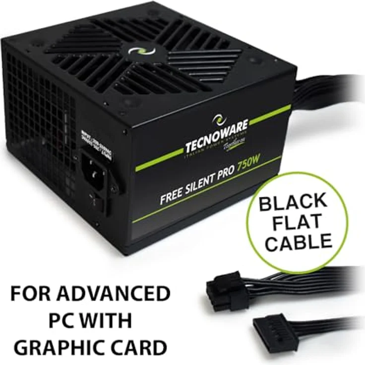 Tecnoware Power Systems Netzteil Free Silent PRO 750 für erweiterte PCs mit NVIDIA GeForce GTX - RTX Grafikkarte, leiser Lüfter, optimierte Kabelführung – Bild 4