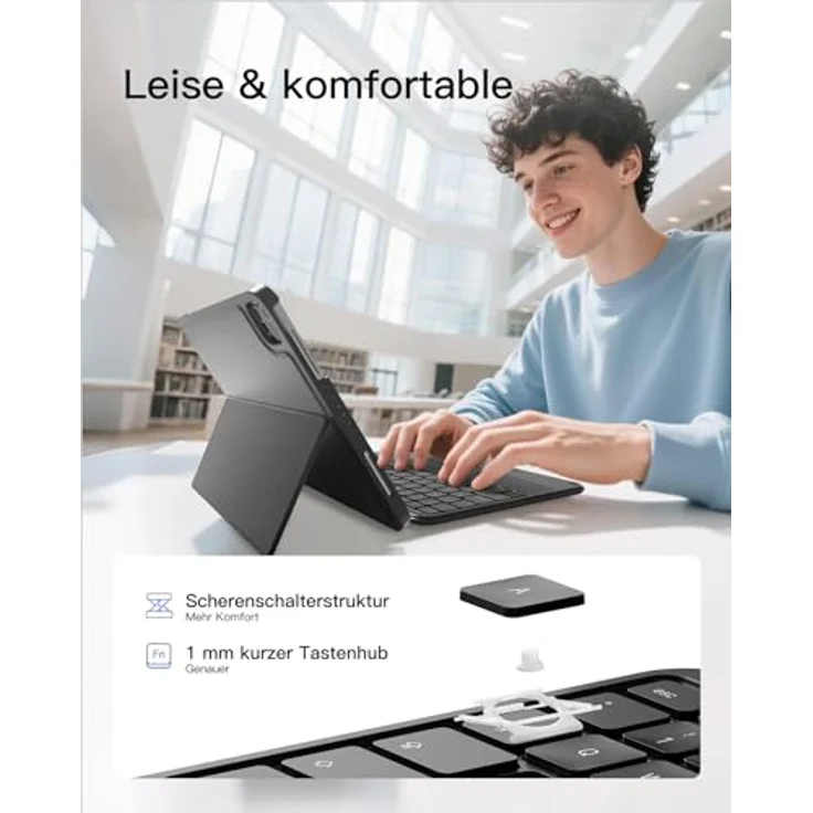 Inateck Ultraleichte Tastatur für iPad 11 A16/10 Gen, iPad Air 11" M4/M3/M2, Pro 11, abnehmbar, 7-farbige Beleuchtung, Touchpad – Bild 6