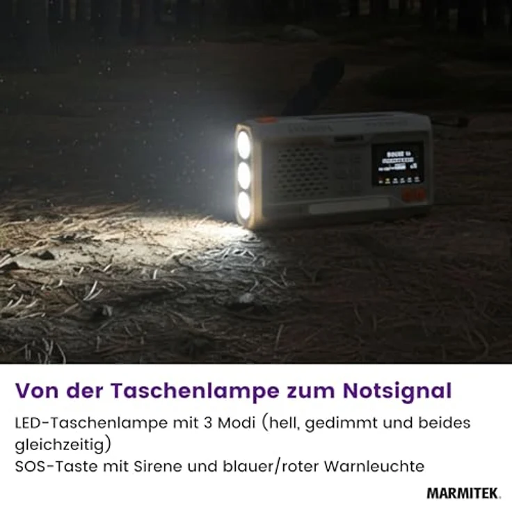 Marmitek RESQ 100, Kompaktes Kurbelradio mit DAB+/FM, Bluetooth, Solar- und Dynamo-Ladefunktion, Grau – Bild 4