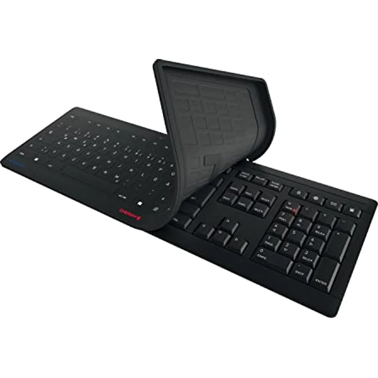 CHERRY Stream Protect Membrane, hygienischer Silikon-Tastaturschutz, desinfizierbare Membran für alle CHERRY Stream Tastaturen, Deutsches Layout (QWERTZ), schwarz – Bild 3