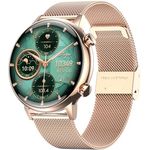 Manta Smartwatch Damen - Amoled Display - IP67 wasserdicht - Touchscreen - Schlafüberwachung - Musiksteuerung - 22 Trainingsmodi - Fitness-Tracker kompatibel mit Android/IOS - Alexa Mini Gold