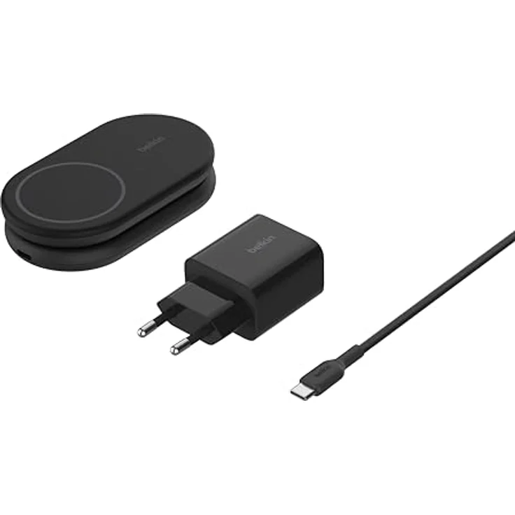 Belkin BoostCharge magnetisches einklappbares kabelloses Ladegerät Qi2, 15 W, MagSafe-kompatibles Schnellladegerät, geeignet für iPhone-Serie 16, 15, 14, 13, 12 und Standy-Modus, Netzteil – Schwarz – Bild 2
