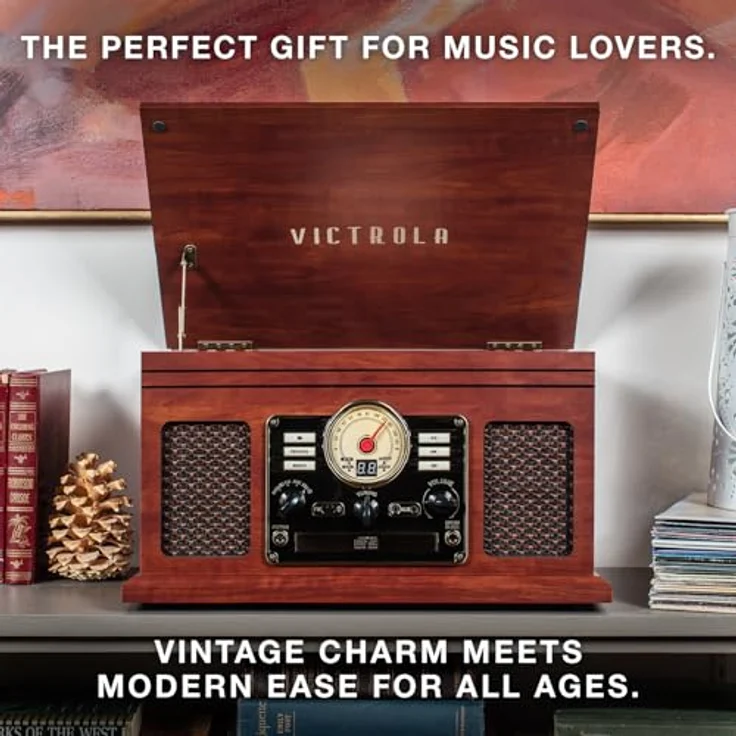 Victrola Classic 6-in-1 Bluetooth Record Player Music Centre - Mahagoni – Bild 9