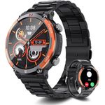 TIFOZEN Smartwatch Herren, 1,52 Zoll Business-Sportuhr mit Bluetooth-Anruf, IP68 Wasserdicht, 110+ Sportmodi, SpO2, Herzfrequenz-Schlafmonitor, Schwarz/Orange