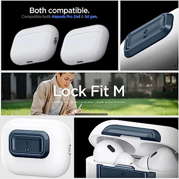 Spigen Lock Fit M [EZ FIT], Verriegelung für AirPods Pro 2. Generation / AirPods Pro (2019), mit Handschlaufe, Metal Slate – Bild 3