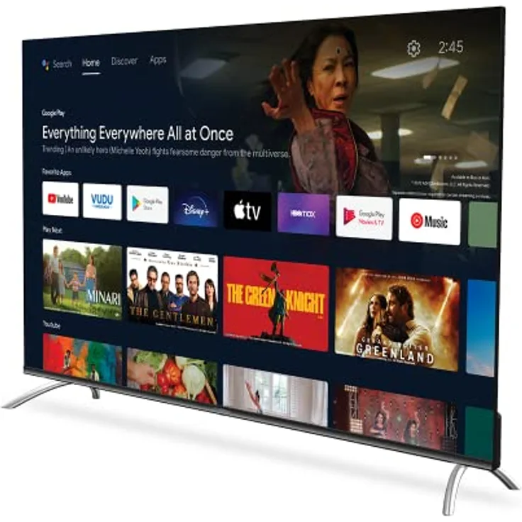 STRONG SRT55UD7553, 55" Smart TV mit Android, 4K UHD, HDR10, Google Voice Control, Schwarz