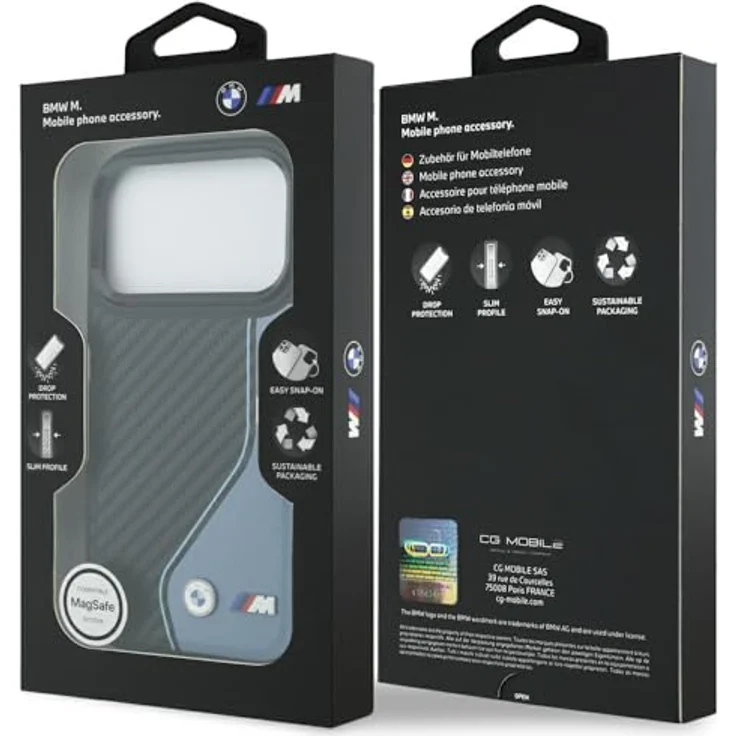 BMW M Carbon Logo MagSafe Case für iPhone 17 Pro, hochwertige Handyhülle in Blau – Bild 8