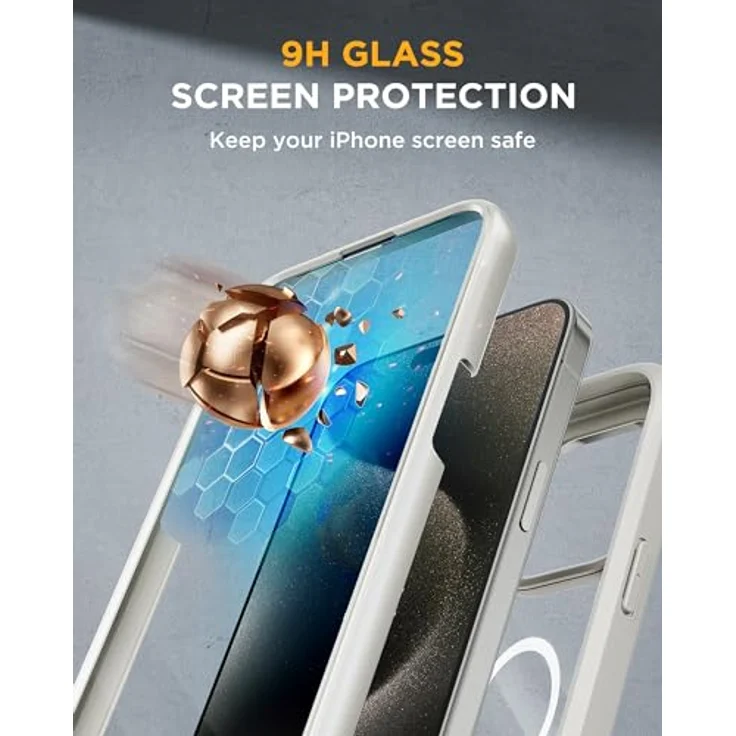 Miracase Glas Serie für iPhone 15 Pro Max Hülle, Mag Titan, 360° Militärschutz, vollständiger Kameraschutz, starke magnetische Case mit MagSafe – Bild 3