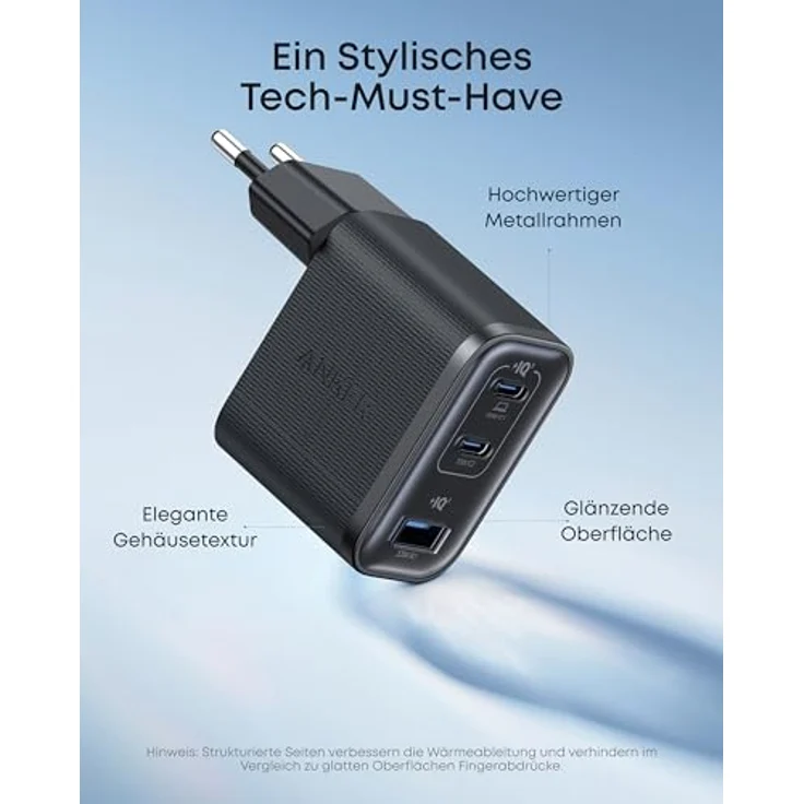 Anker Nano Ladegerät, 3-Port-Netzteil mit ultraschneller 70W Leistung, kompakt & stylisch für iPhone 17/Pro/Pro Max, MacBook Air, iPad und mehr – Bild 5