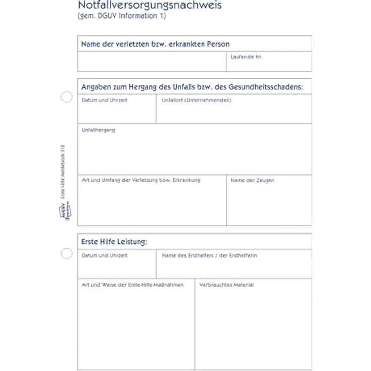 Zweckform Meldeblock Erste Hilfe 312, A5 hoch, zur Dokumentation von Unfällen gem. DGUV, 50 Blatt – Bild 2