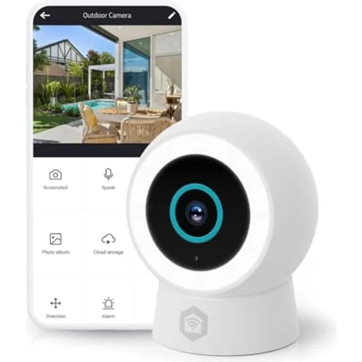 Nedis SmartLife Aussenkamera, Wi-Fi Spotlight 3MP Full HD 1296p, IP65, Cloud Storage, Vollfarb-Nachtsicht, kompatibel mit Alexa und Google Home