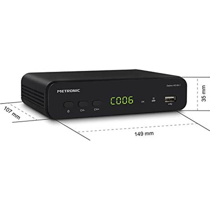 Metronic 441624 - Zapbox HD-SH.1 DVB-T2 HEVC DVB-Receiver, PVR-Funktion, USB, HDMI, SPDIF, RJ45, Fernbedienung, schwarz – Bild 5
