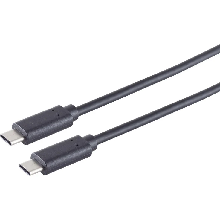 S-CONN USB Kabel 3.2 Typ C, Stecker auf Stecker, Gen 2x2, 20 Gbit/s, 60 Watt Ladefunktion, schwarz, 1,5m