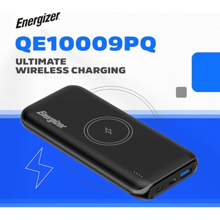 In diesem Fall wäre der geeignete Produkttitel:\n\nENERGIZER QE10009PQ Powerbank Lithium Polymer (LiPo) 10000 mAh Kabelloses Aufladen Schwarz, 10000mAh, 37Wh – Bild 2