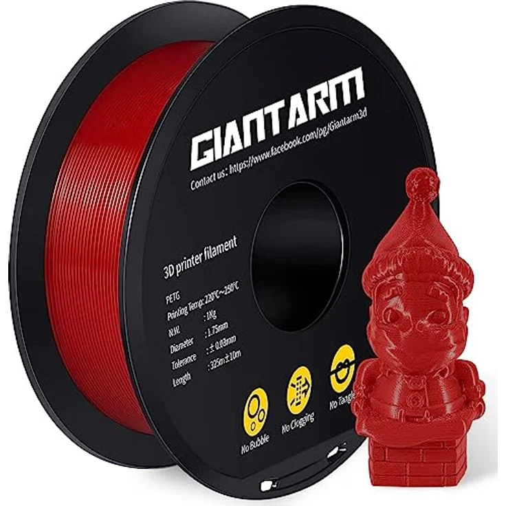GIANTARM PETG Filament 1,75 mm rot, 1 kg Spule, korrosionsbeständig – Bild 1