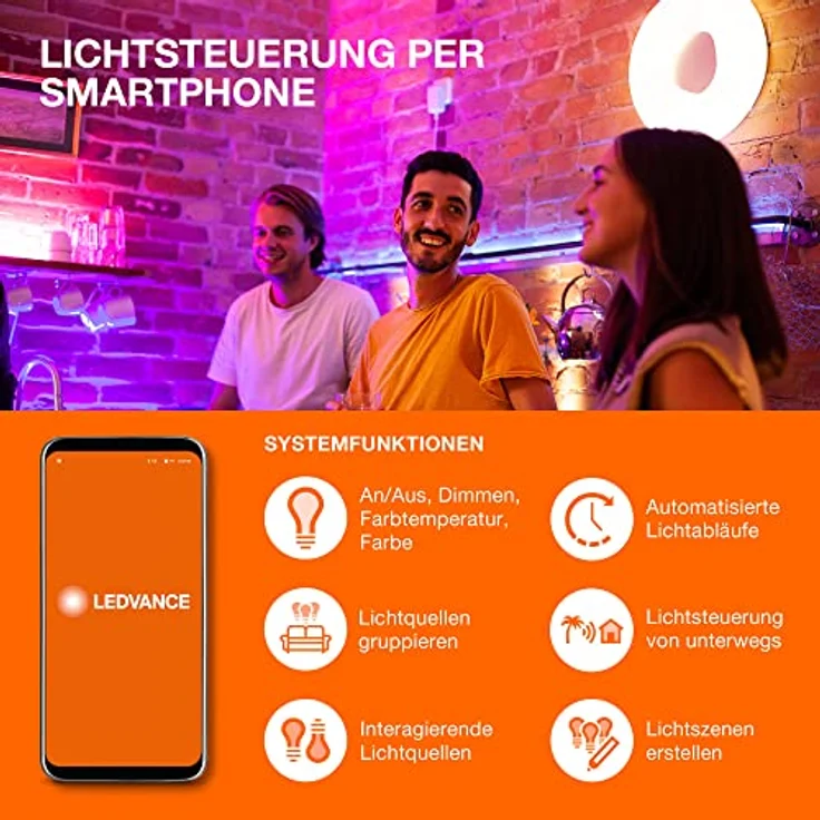 LEDVANCE SMART+ WIFI ORBIS PLATE Smarte LED Wand-und Deckenleuchte für Innen mit WiFi Technologie, Lichtfarbe änderbar (3000K-6500K), Grau, 430mm, Kompatibel mit Google und Alexa Voice Control – Bild 10