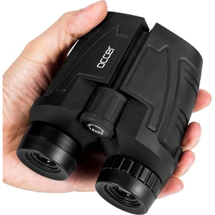 Occer Kompaktes Fernglas 12x25, Faltbares Design mit Nachtvision, Großes Okular, Einfacher Fokus für Vogelbeobachtung, Konzerte, Wandern, Reisen und Jagd, Wasserdicht