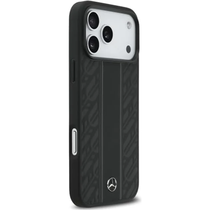 CG MOBILE Mercedes Leder Lorbeerblätter-Streifen Schutzhülle für iPhone 17 Pro Max, kompatibel mit MagSafe, Echtleder, Schwarz – Bild 4