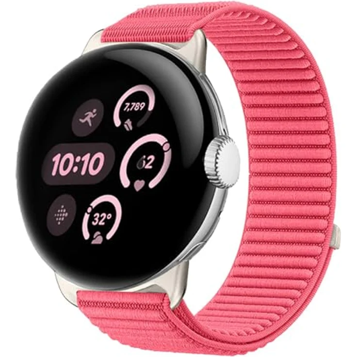 GIOPUEY Armband für Google Pixel Watch 4/3/2/1, Geflochtenes Nylon, Elastisch, Unisex, 41mm, Rose Red – Bild 1