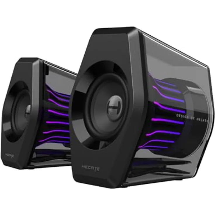 Edifier G2000 Pro 2.0 RGB Gaming-Lautsprecher, 64W Leistung, Virtual 7.1 Surround Sound, Bluetooth 5.4/USB-C/AUX für PC, PS5, Schwarz