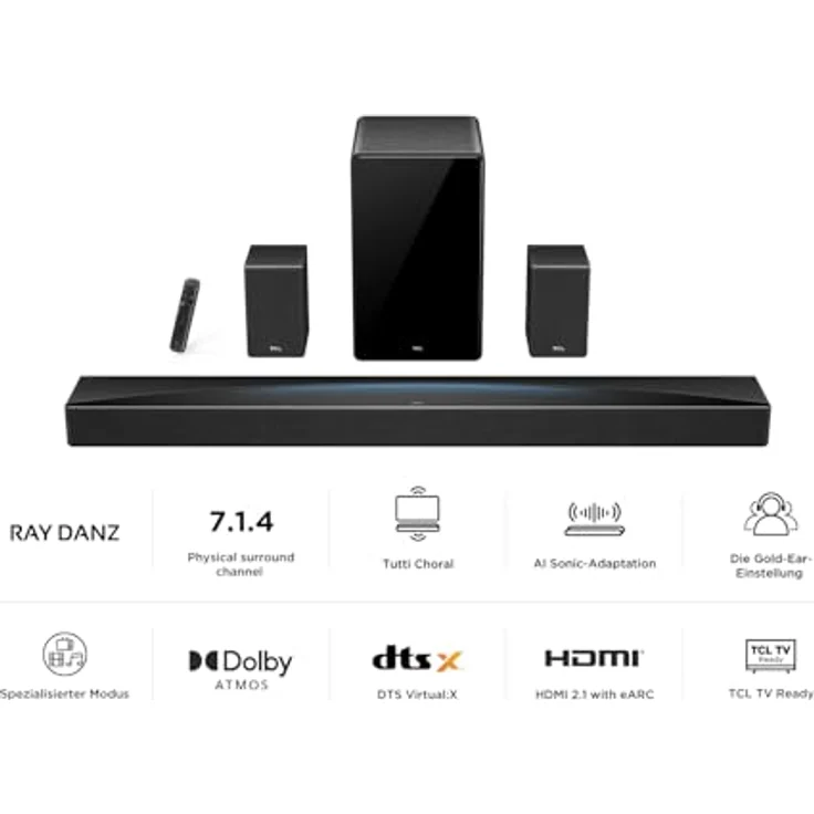 TCL QH85 Soundbar 7.1.4, RAY-DANZ-Technologie, Dolby Atmos, WLAN – Bild 3