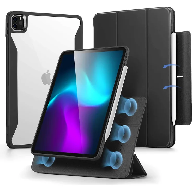 ESR Rebound Hybrid Cover für iPad Pro 13" (2024 M4), 360° Schutz, abnehmbare Magnetabdeckung, Schwarz/Transparent