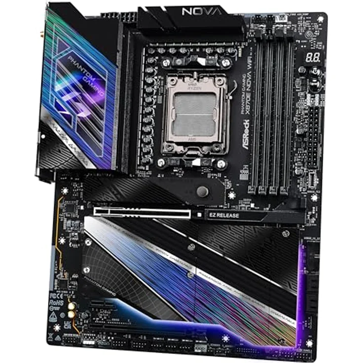 ASRock Phantom Gaming X870E Nova 90-MXBPX0-A0UAYZ, ATX Mainboard mit AMD RYZEN 9000 Serie Unterstützung, schwarz – Bild 4